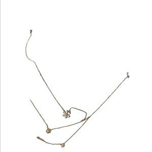 Gold rose gold and silver layered flower necklace